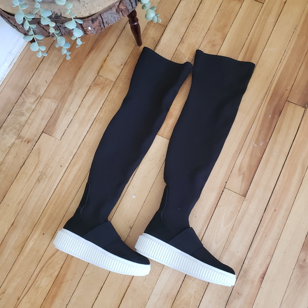 PUZZLE NWT Suede Leather Over the Knee Platform Boots - sz 5